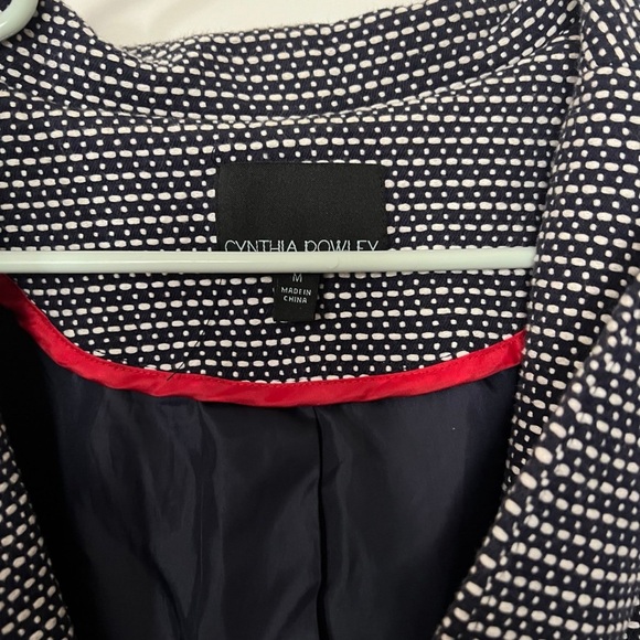Cynthia Rowley Navy Blue White Tweed Preppy Blazer Cropped Jacket Medium M - Picture 3 of 5